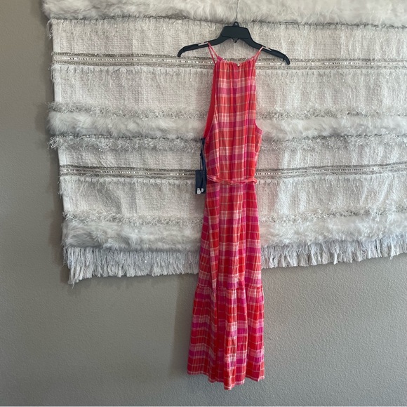 Tommy Hilfiger Pink / Orange Gingham Plaid Belted Dress - Picture 7 of 8